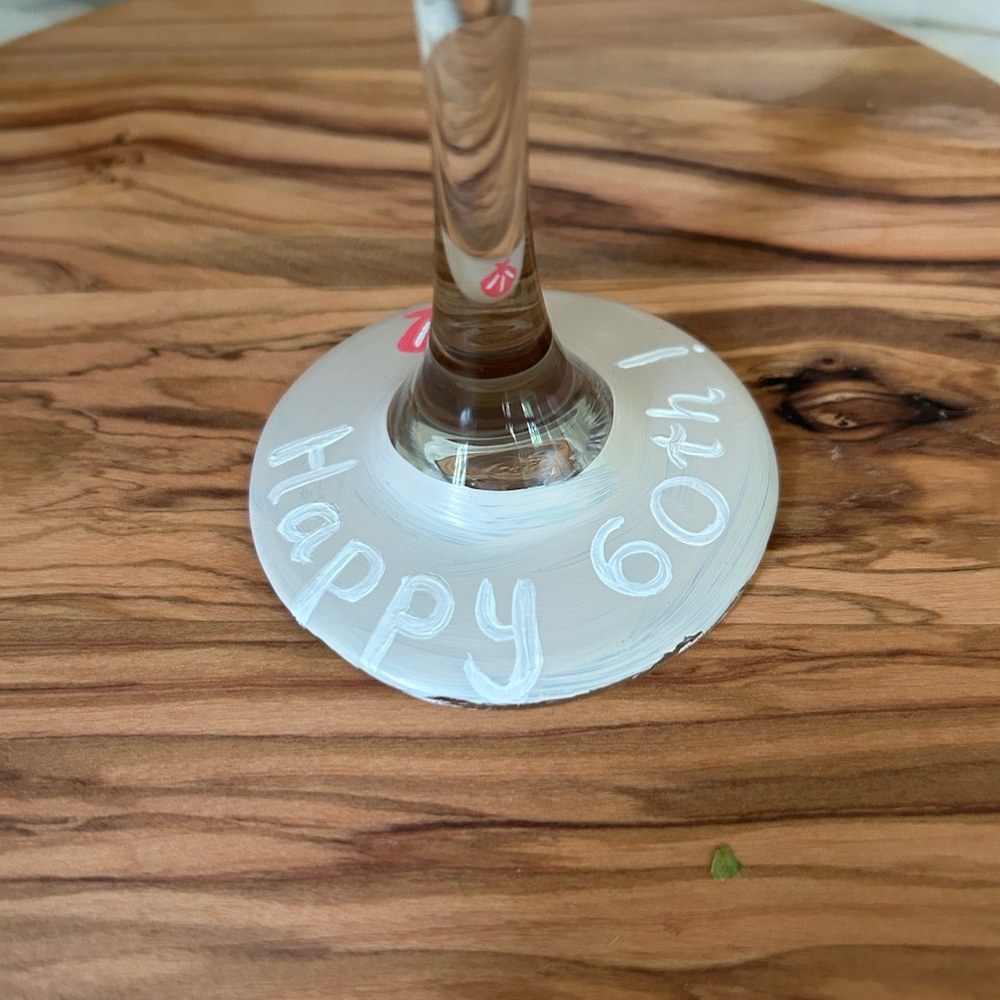 Hand-Painted Beach Theme Wine Glass 60th Birthday - Picture 4 of 5
